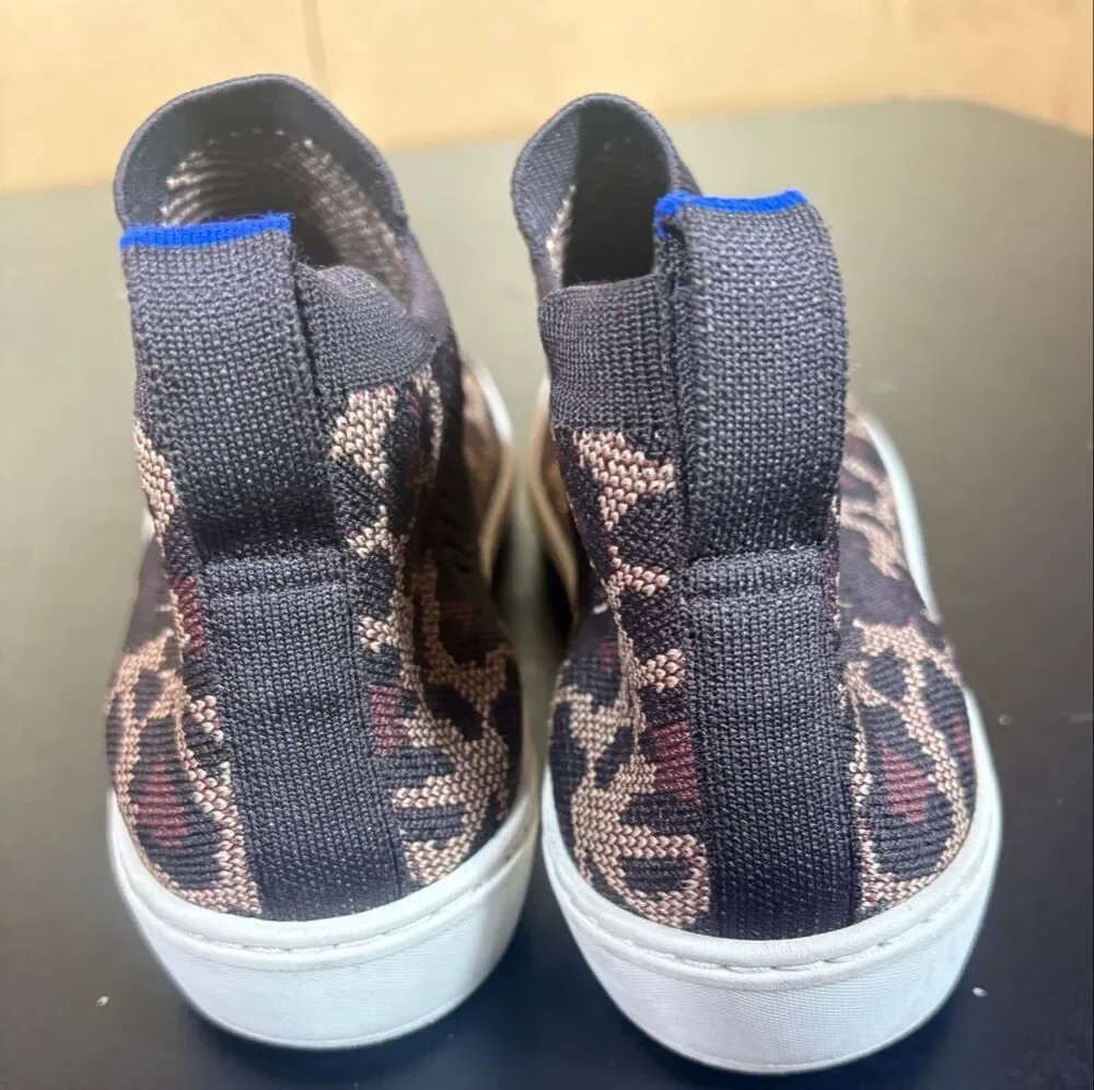 Rothy’s Chelsea Wildcat Cheetah Animal Print High Top Sneakers size 9.5